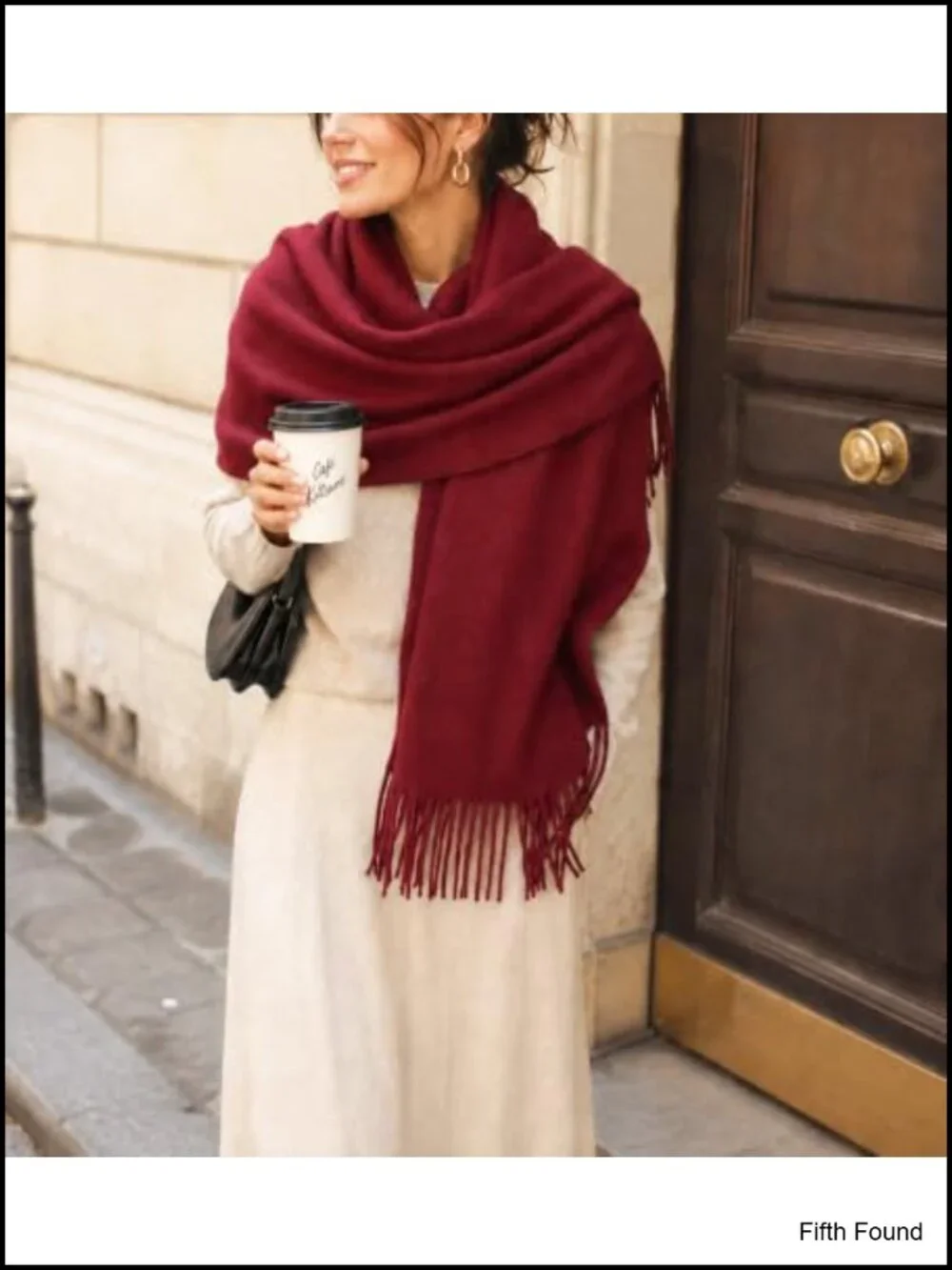 Oversized Winter Scarf Shawl Wrap with Tassels Soft Cozy Women Cold Weather